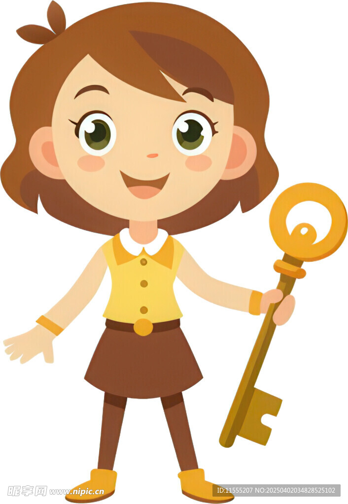 女孩拿钥匙免抠