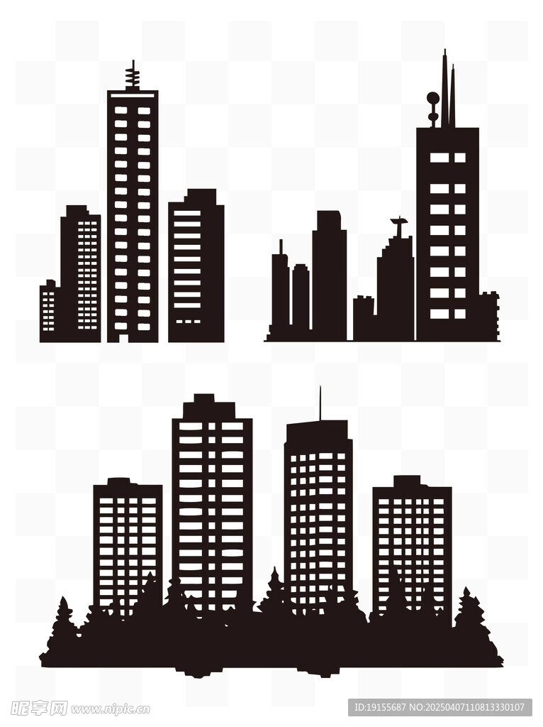 城市楼房建筑剪影