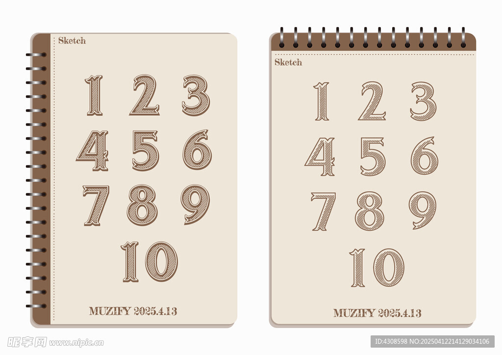 线圈本 正反复古数字