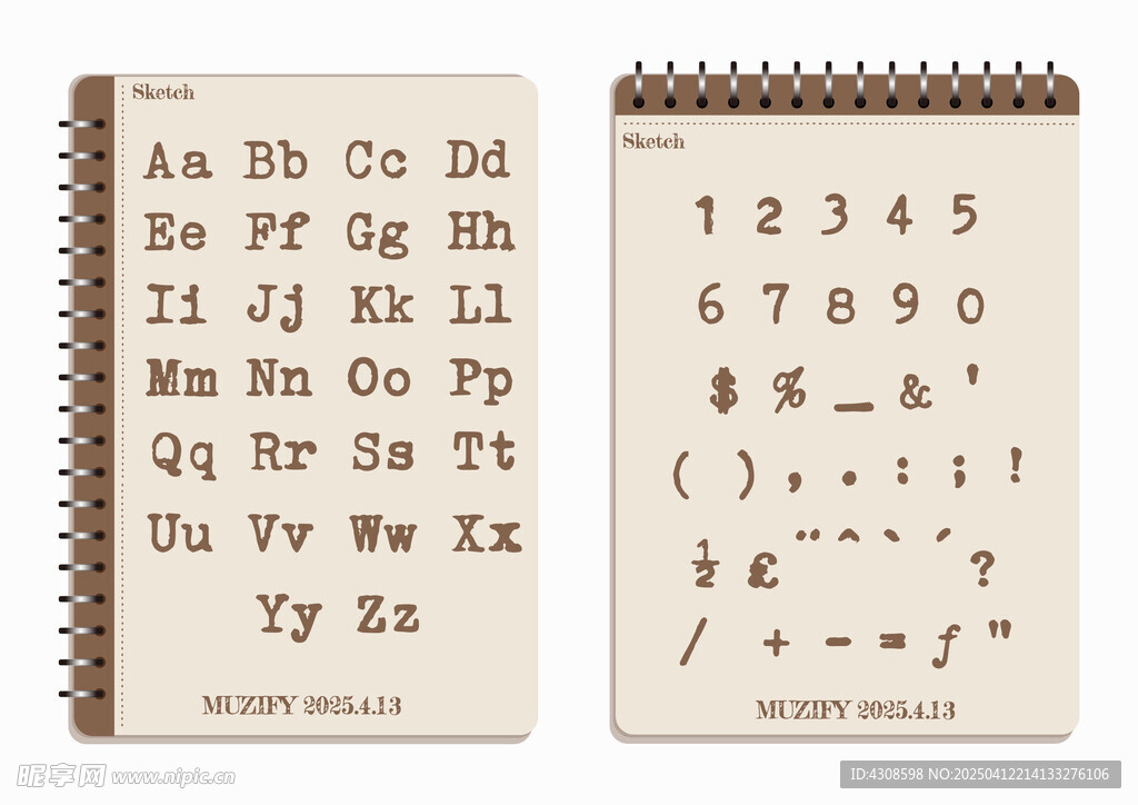 线圈本 打字机英文字母数字