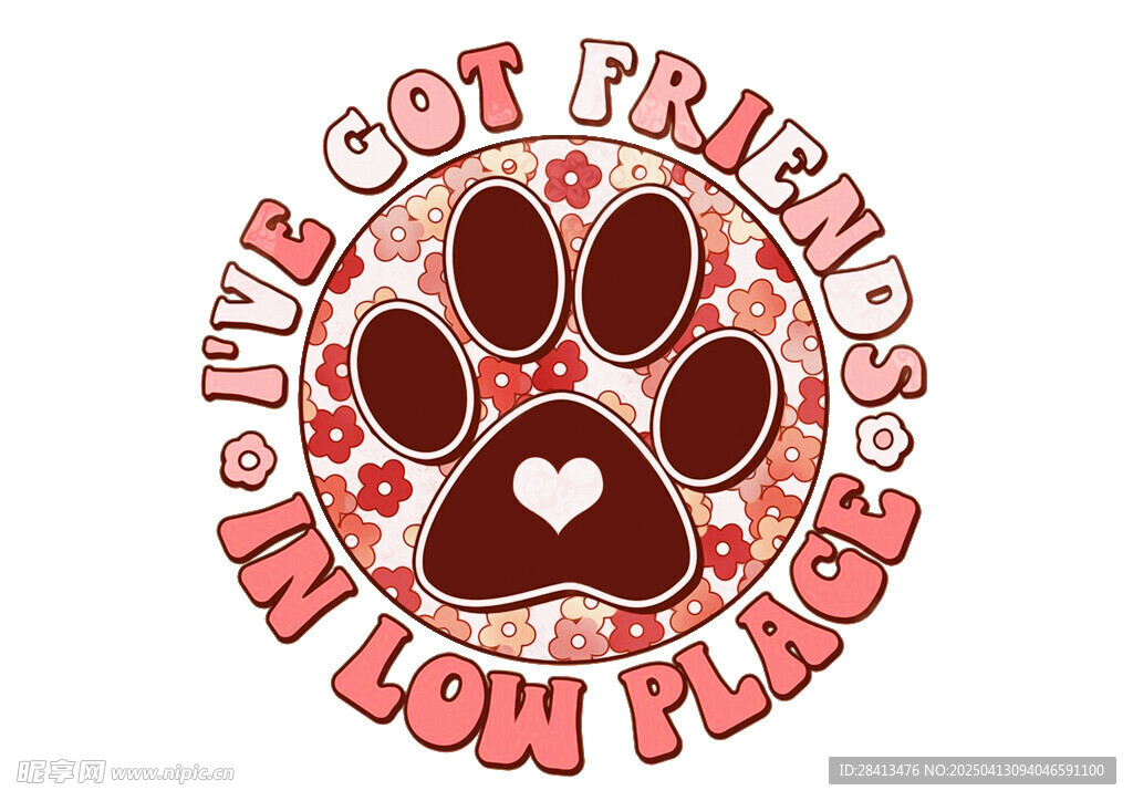 卡通创意英文猫爪印花图案