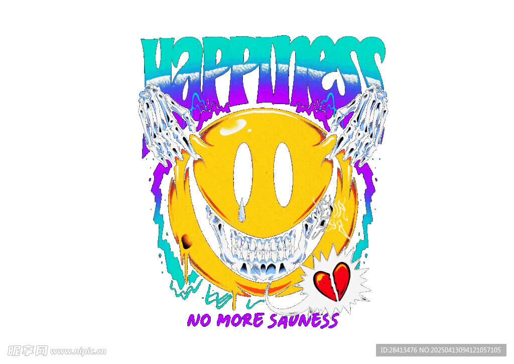 卡通印花创意笑脸图案