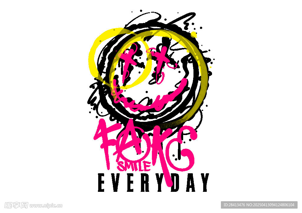 卡通印花创意笑脸图案设计