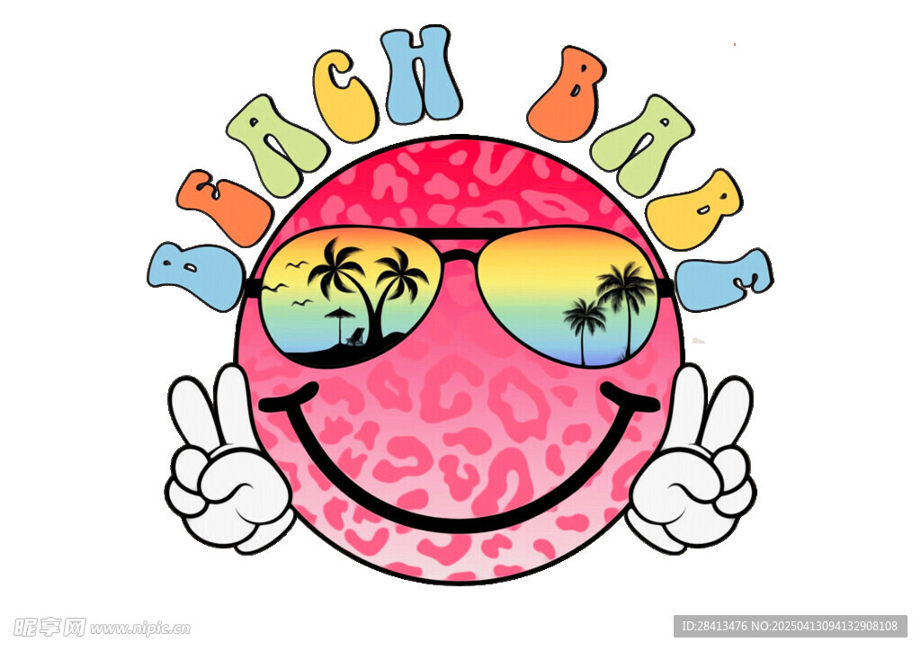 卡通印花墨镜笑脸图案