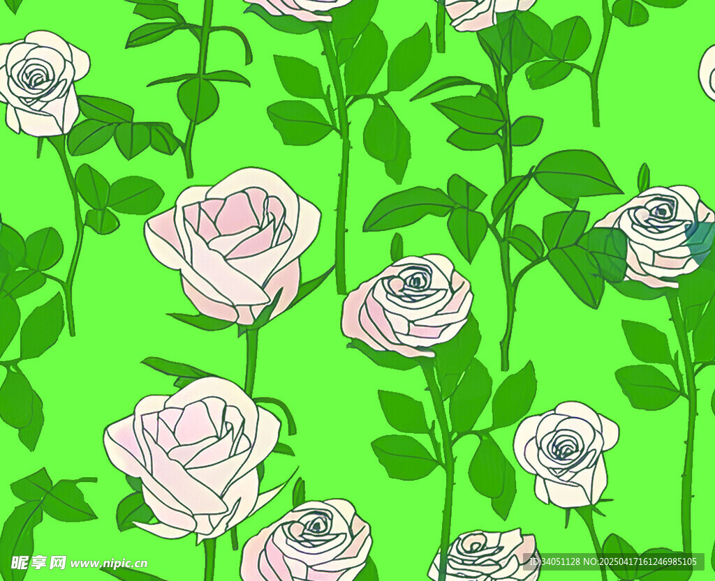 绿色背景上的简约白玫瑰