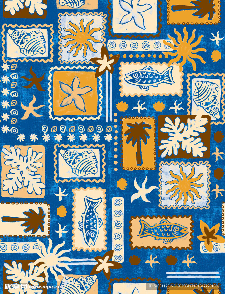 民族风蓝色圣诞主题图案纹理