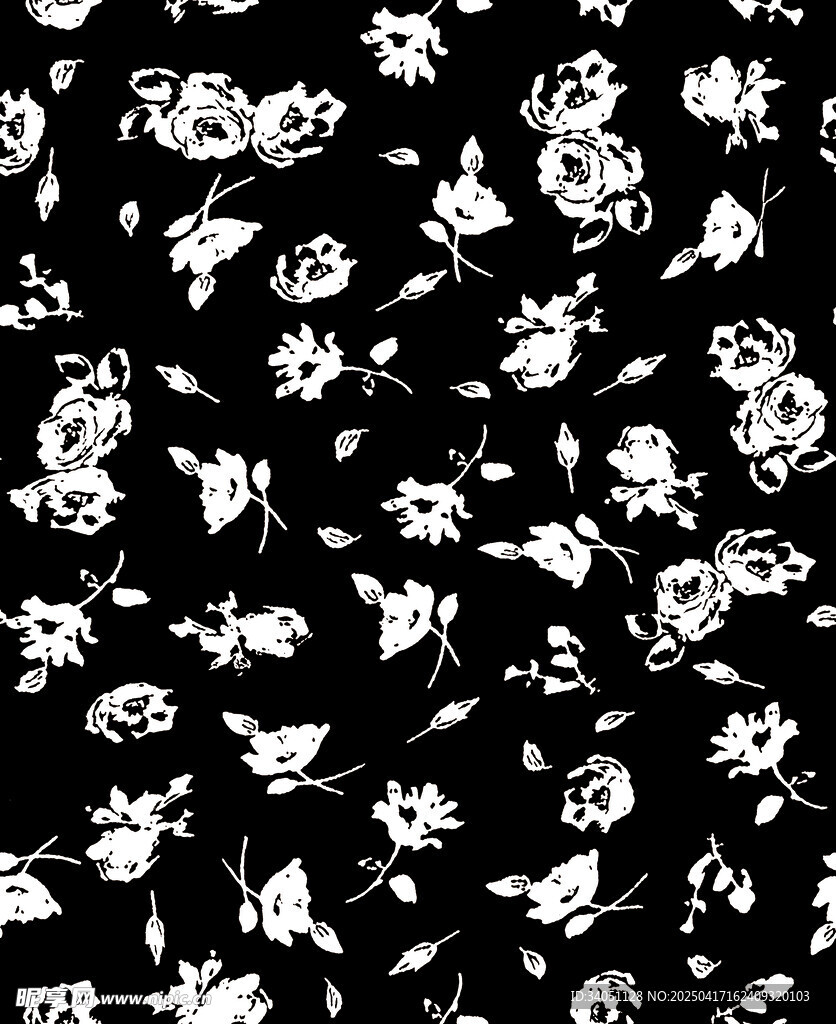 黑白玫瑰花卉图案背景