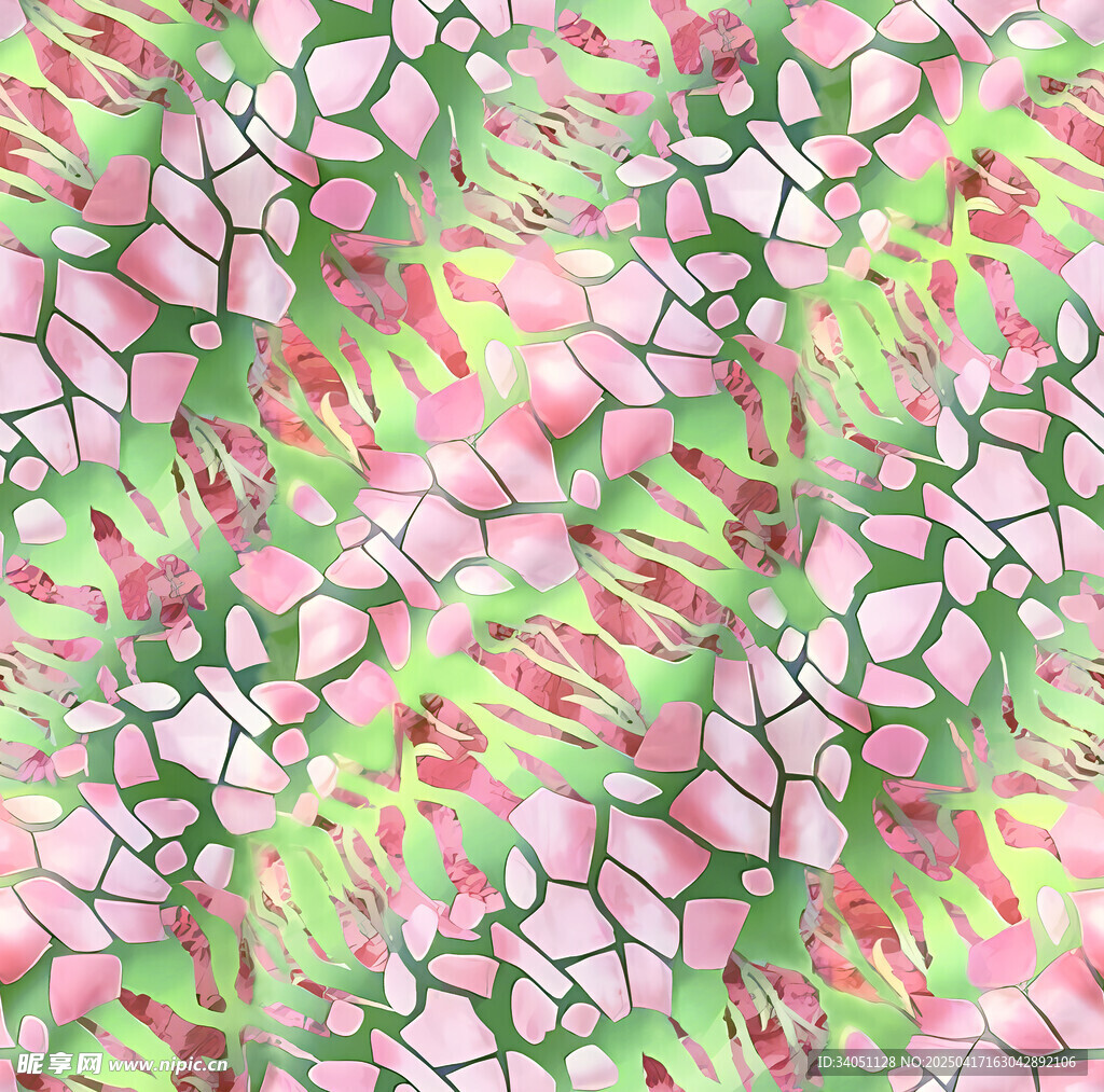 粉色绿色花卉纹理图案