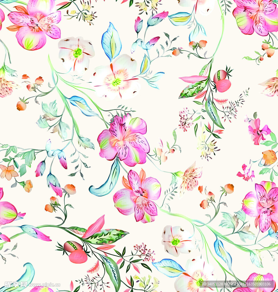 花卉水彩图案背景纹理