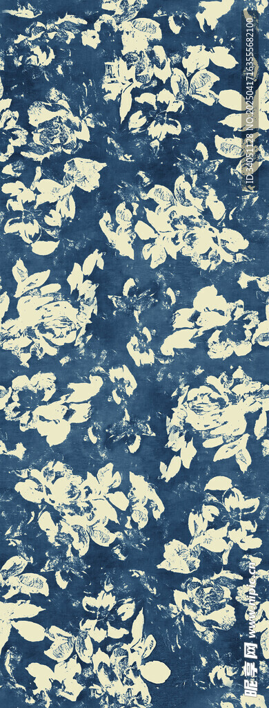 蓝底白花织物图案