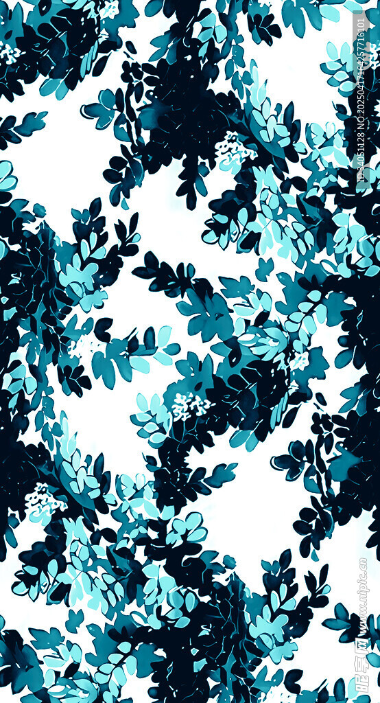 蓝白抽象树叶图案纹理