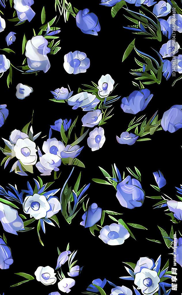 大牌蓝白花卉图案背景