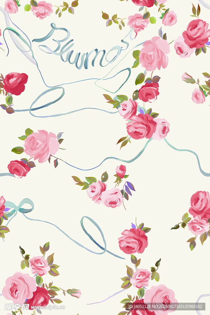 粉色花卉藤蔓图案背景