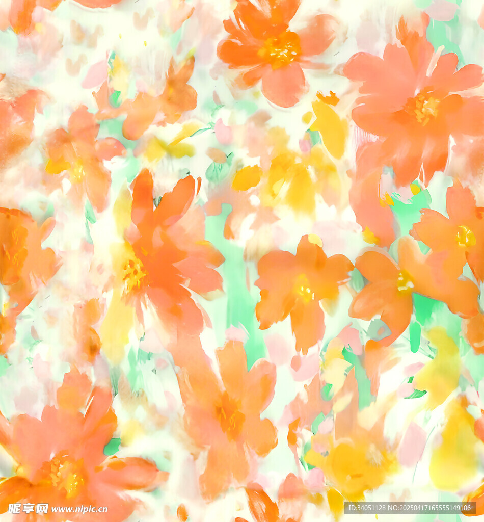 缤纷花卉水彩图案背景