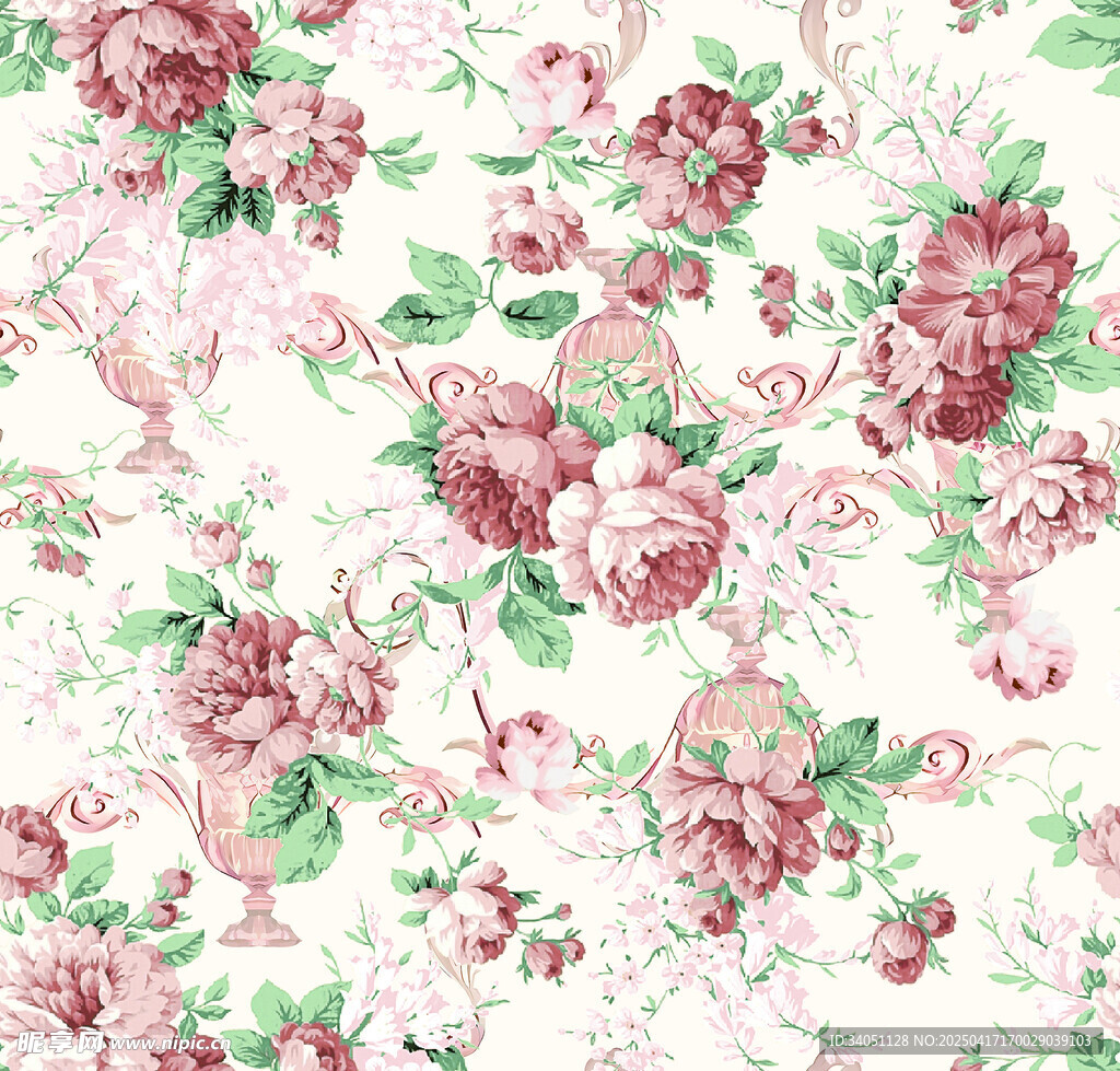 复古花卉图案布料纹理