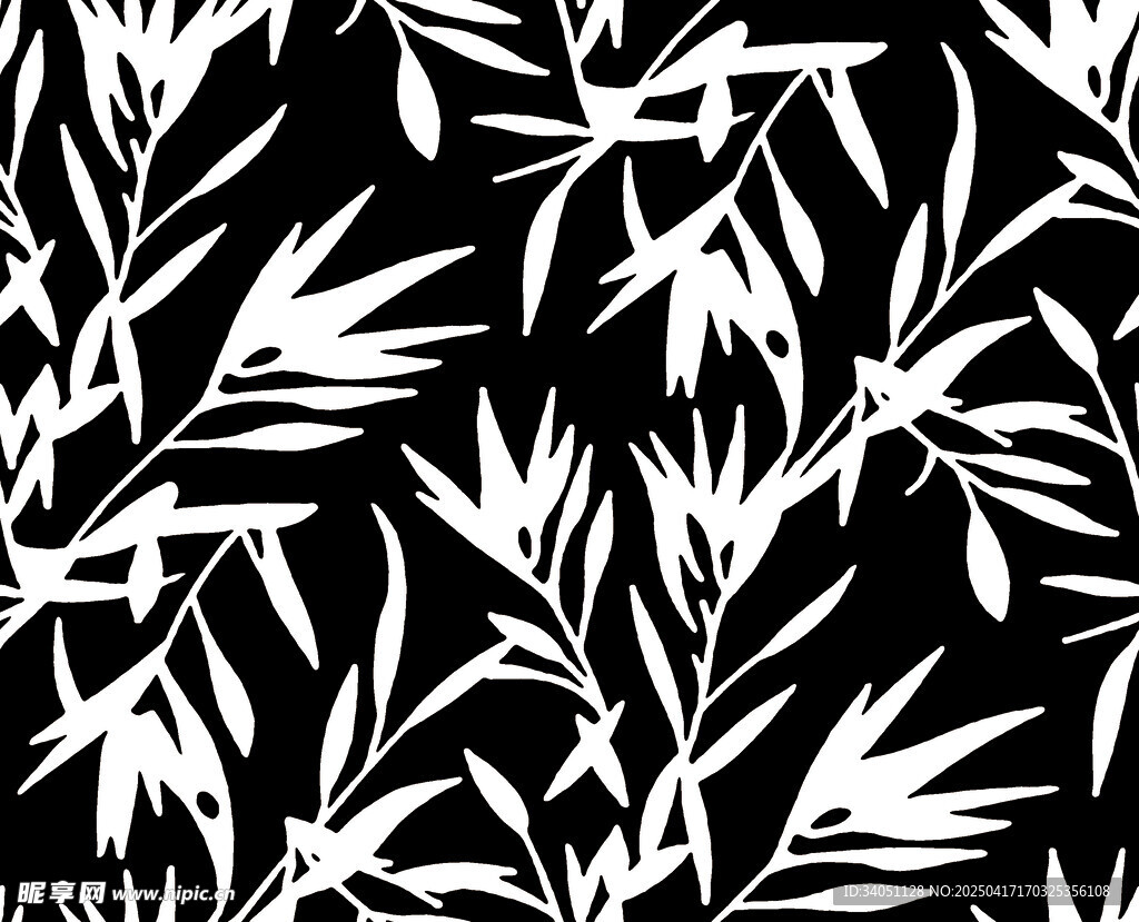 黑白竹叶图案纹理背景