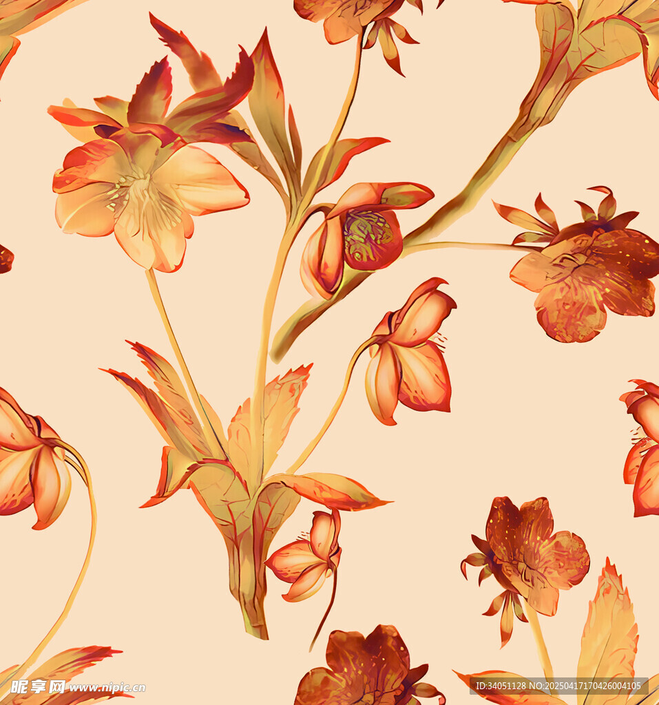 复古风花卉图案纹理