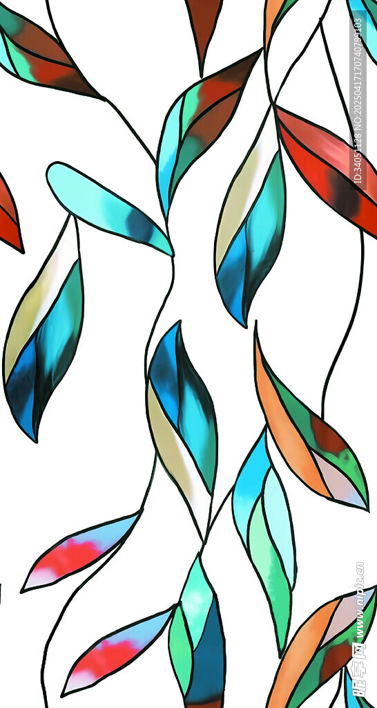 多彩叶脉抽象图案设计