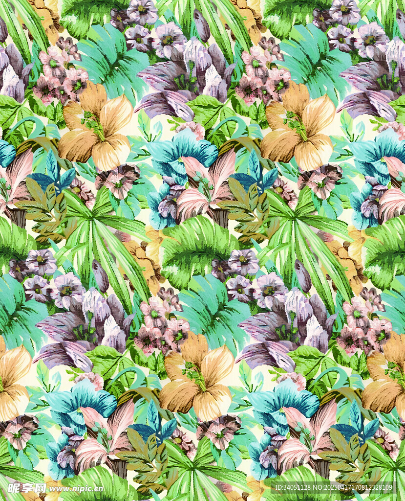 多彩花卉图案纹理背景