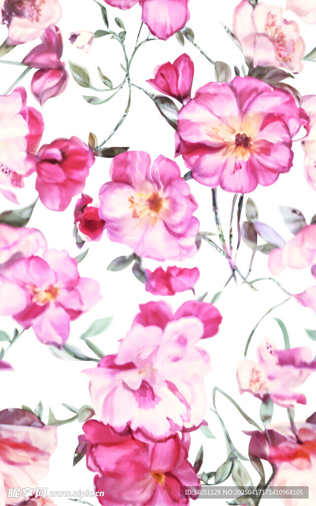 粉色花卉无缝图案背景