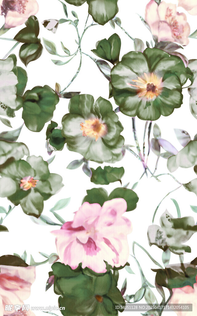 水彩风花卉图案设计素材