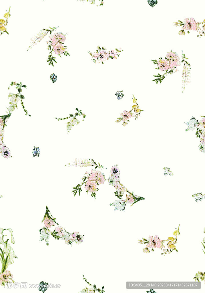 清新花卉小鸟图案背景