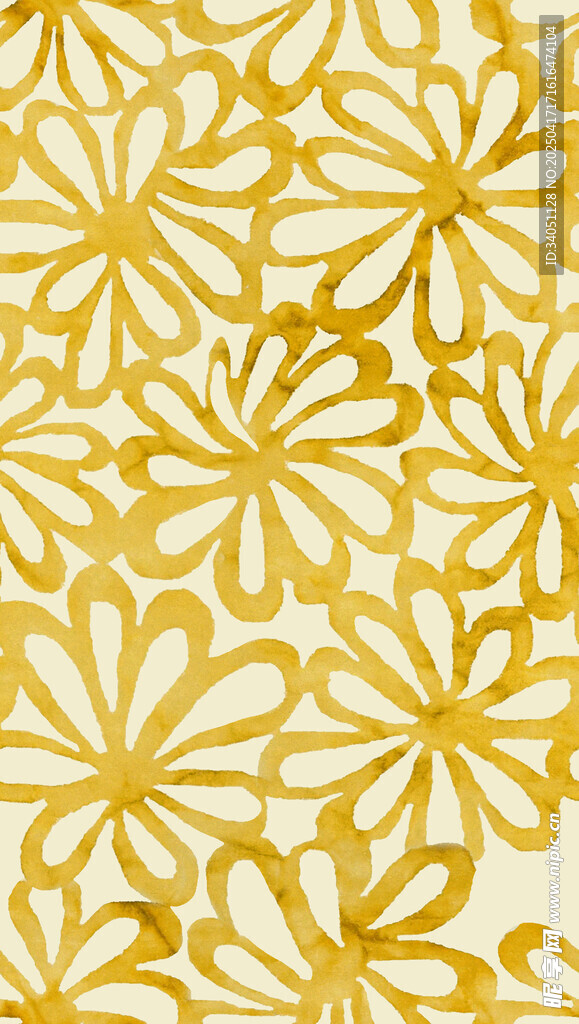 金色花朵图案背景纹理