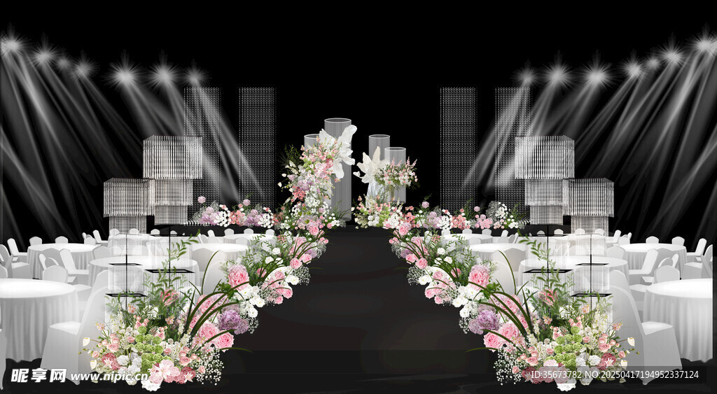 浪漫婚礼舞台花卉装饰