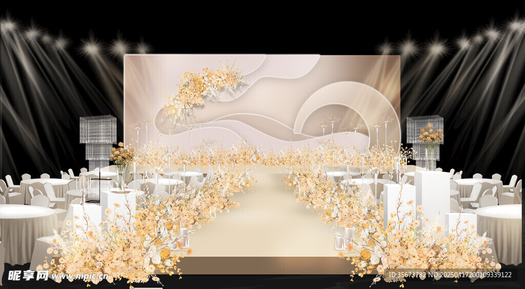 浪漫金色系婚礼现场布置