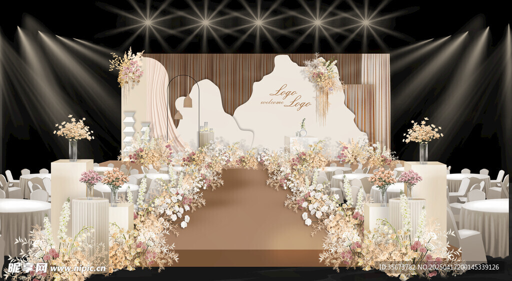 浪漫唯美香槟色婚礼现场