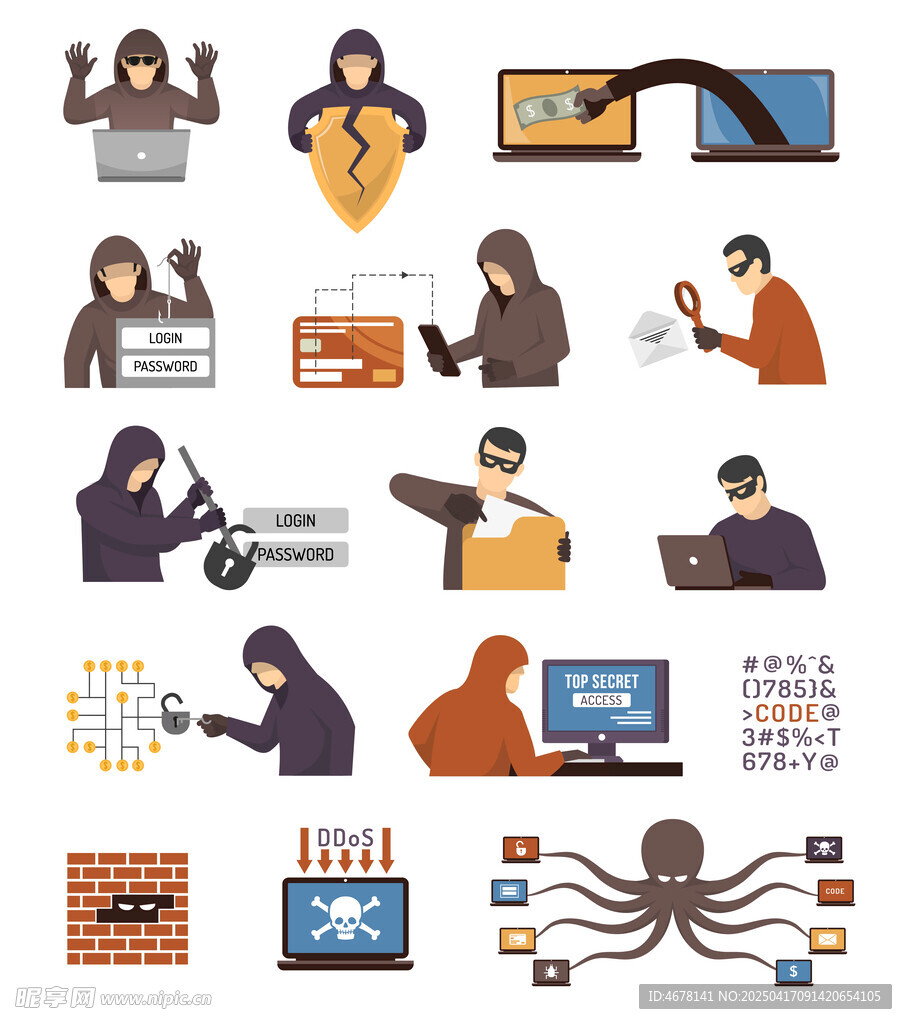 网络钓小偷插画