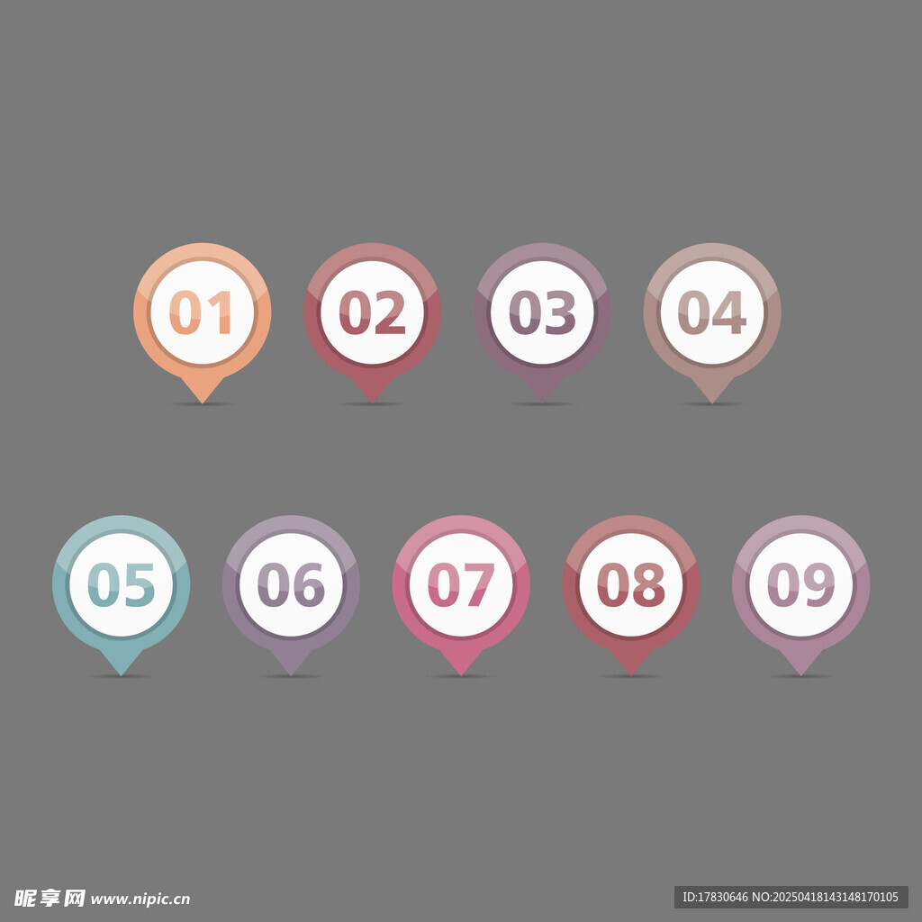 彩色编号定位图标集合