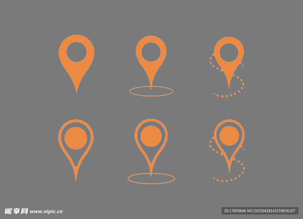 橙色定位图标集合