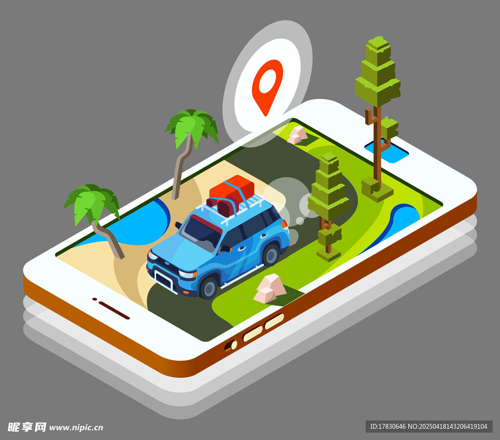 手机上的汽车导航场景
