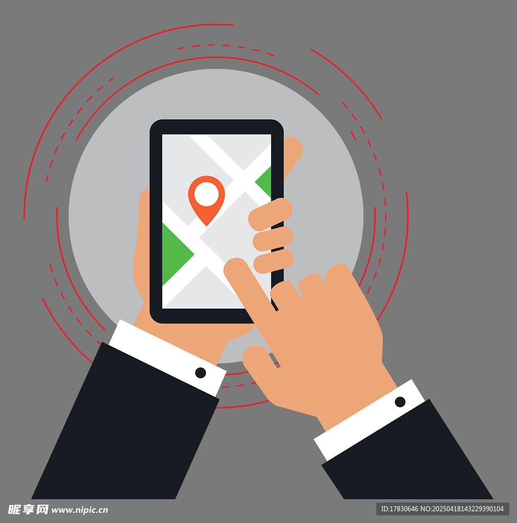 手指点击手机定位图标