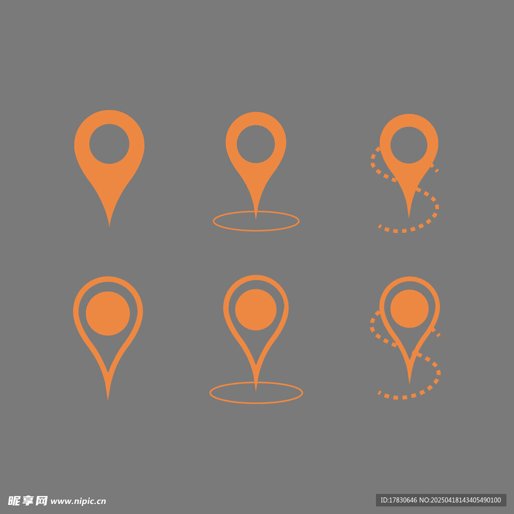 橙色定位图标集合