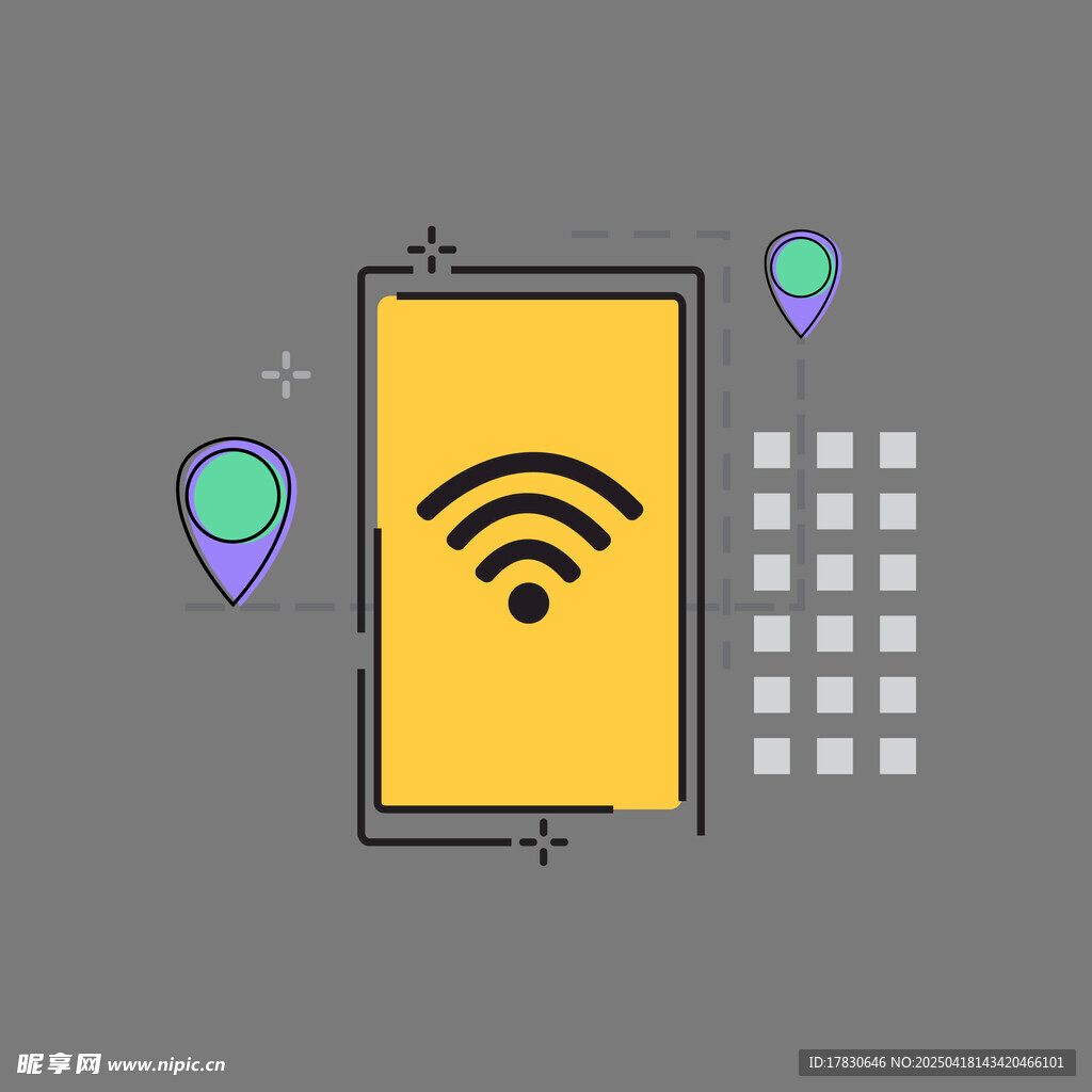 手机连接WiFi与定位示意