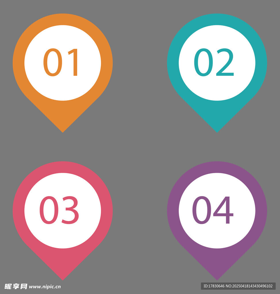 彩色编号定位图标集合