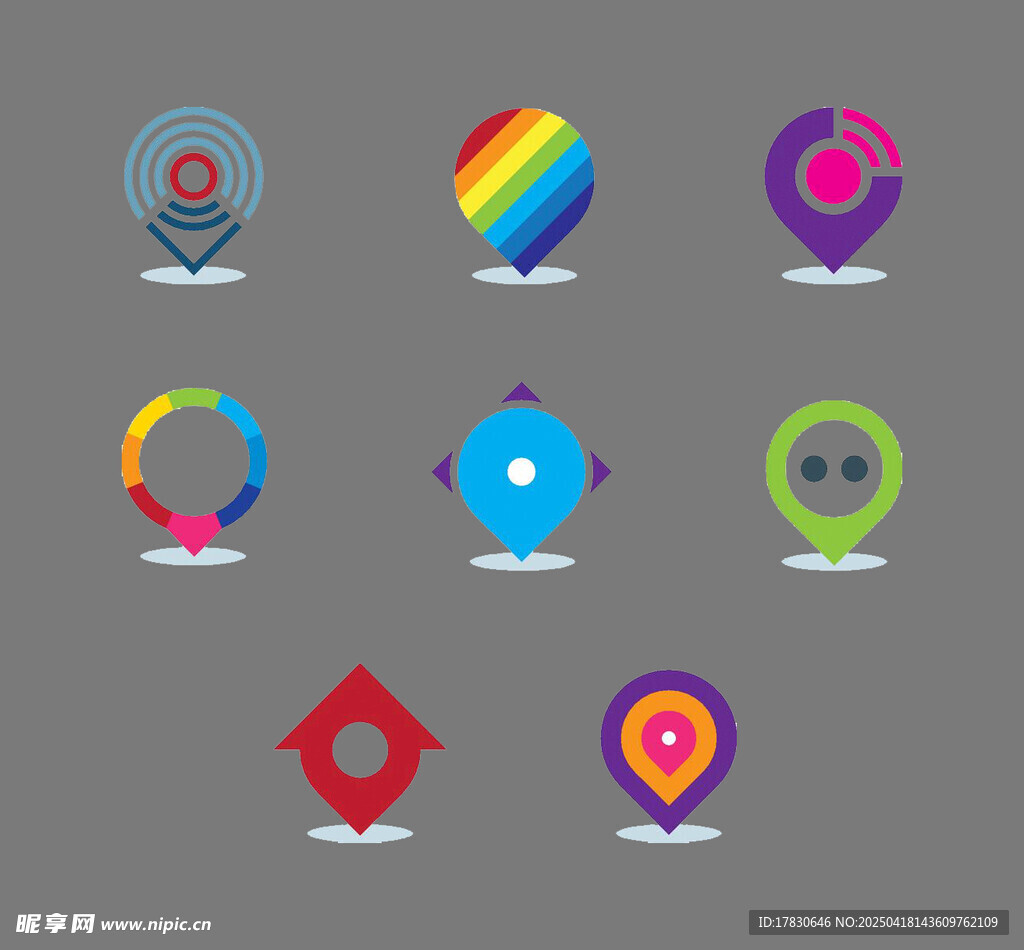 多彩创意定位图标集合