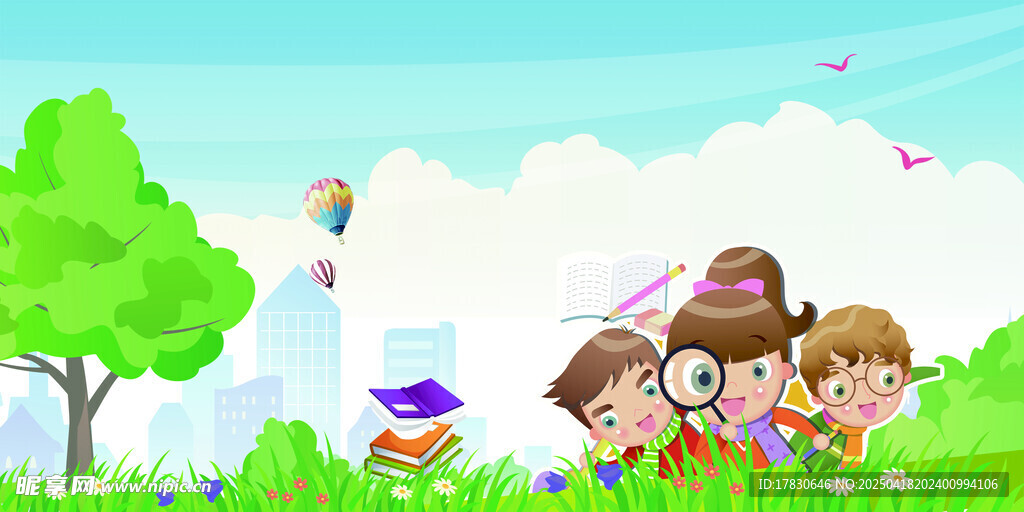 儿童户外欢乐玩耍场景