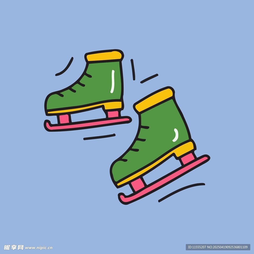 绿色卡通溜冰鞋插画