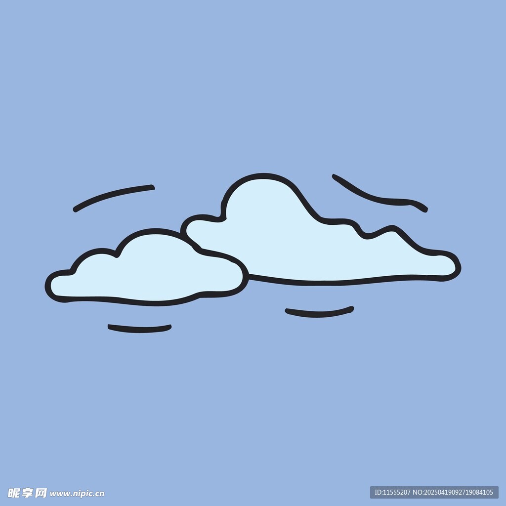 手绘风格的飘动云朵