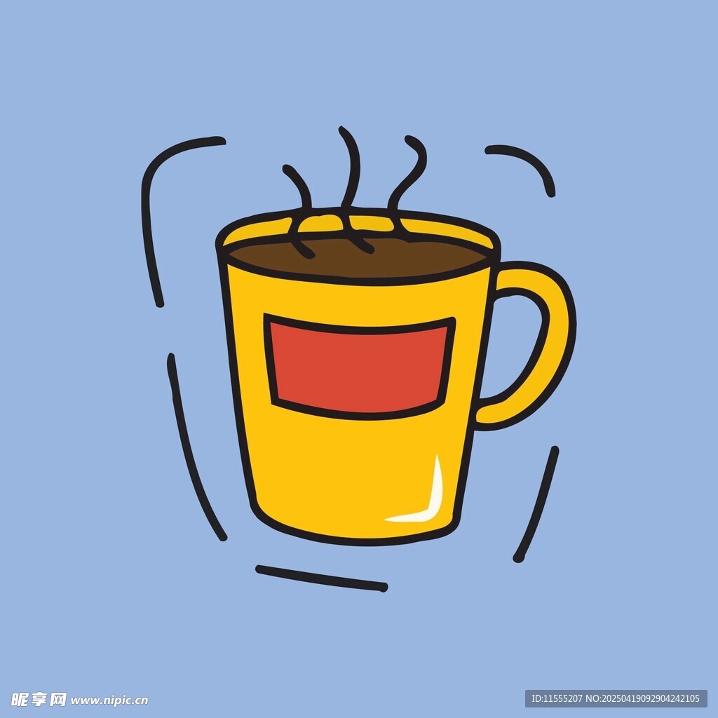 黄色咖啡杯插画