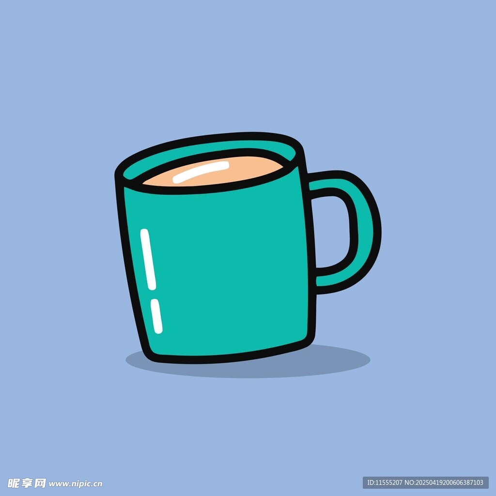 卡通绿色咖啡杯插画