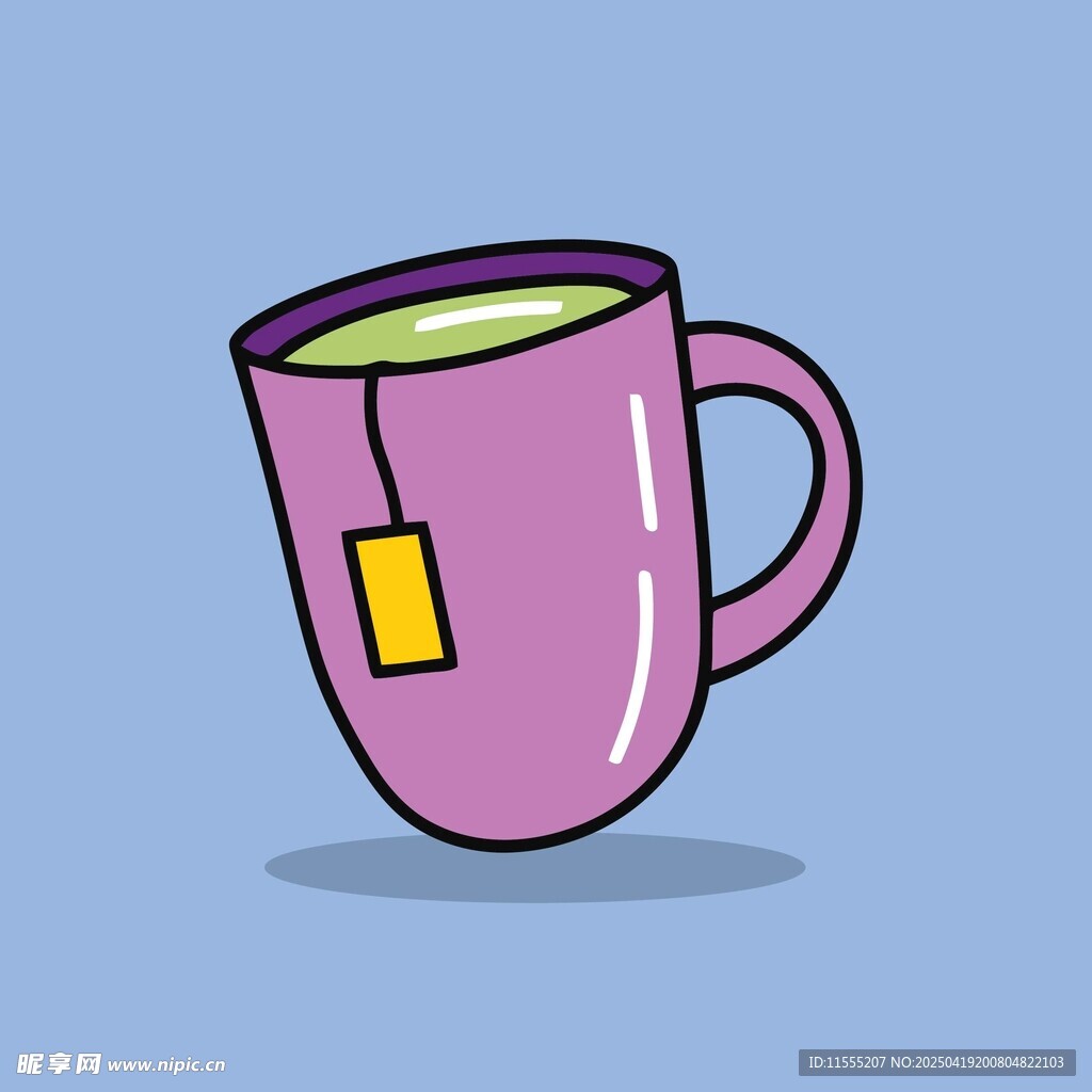 粉色带茶包的卡通茶杯