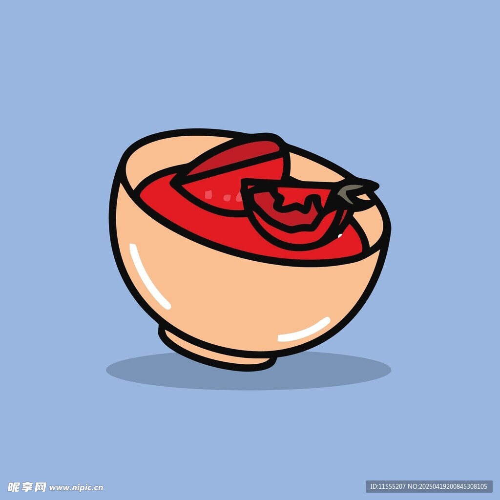 碗中红色酱料插画