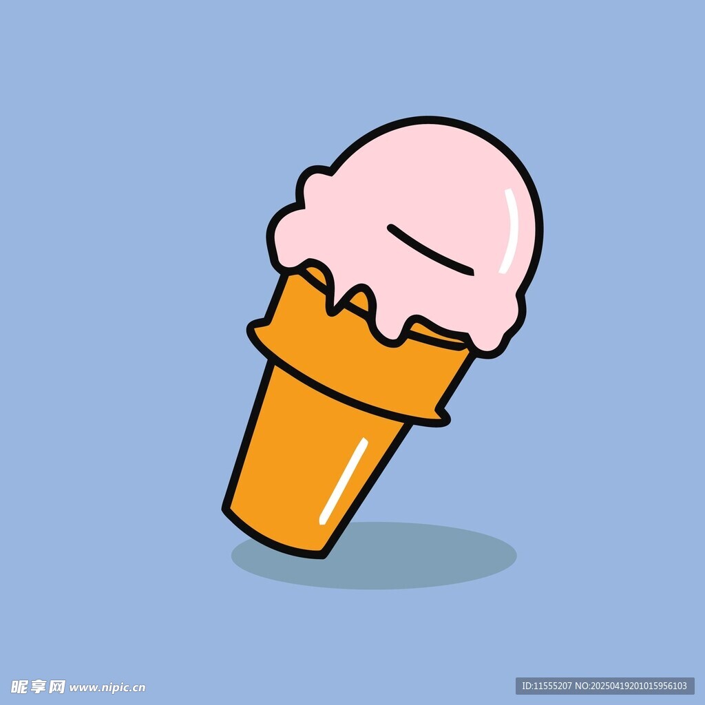 倾斜的冰淇淋甜筒