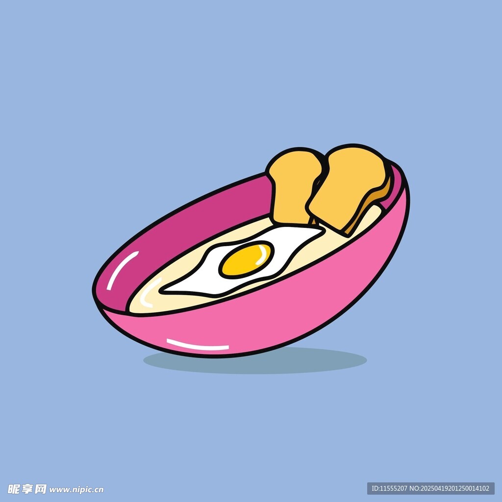 卡通风格的粉色碗装食物