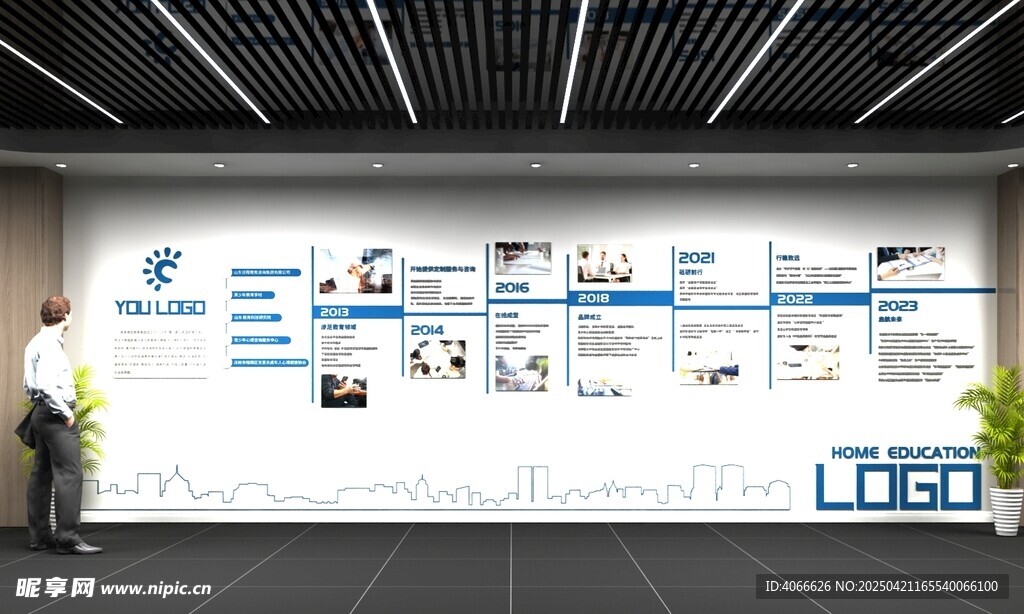 企业历程展墙文化墙3d模型