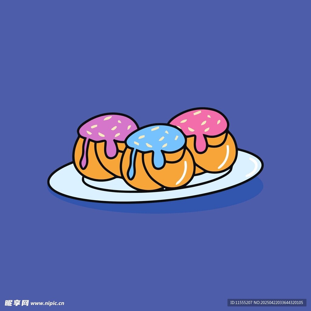 美味多彩甜甜圈摆放在盘